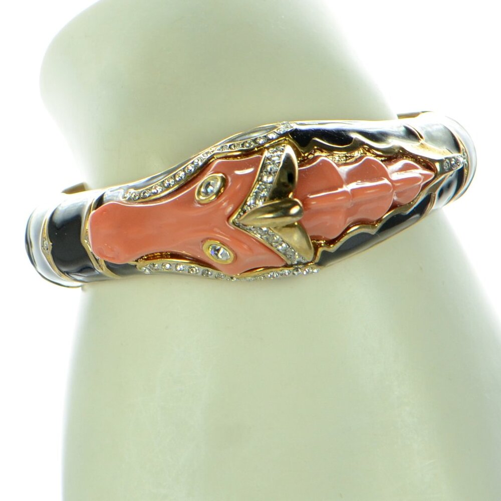 Vintage Kenneth Jay Lane Kjl Black Enamel & Coral… - image 8